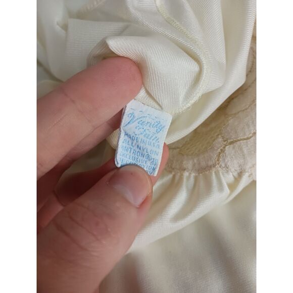 Vintage Repaired Cream High Neck Flowy Slip Dress - Picture 11 of 15